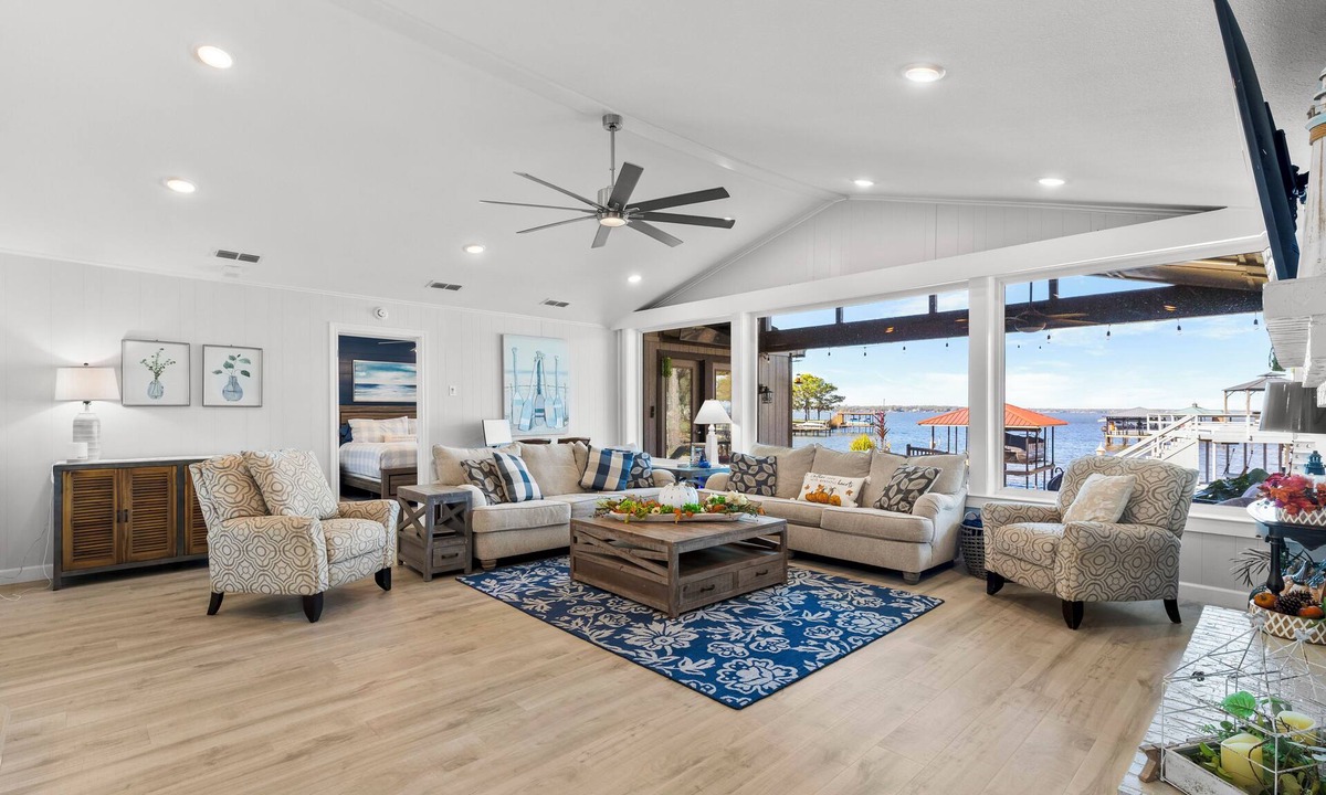 Leisure Land House | 6BR/5Bath Single Story Lake Front Home at Cedar Creek with 3 ensuites & huge patio