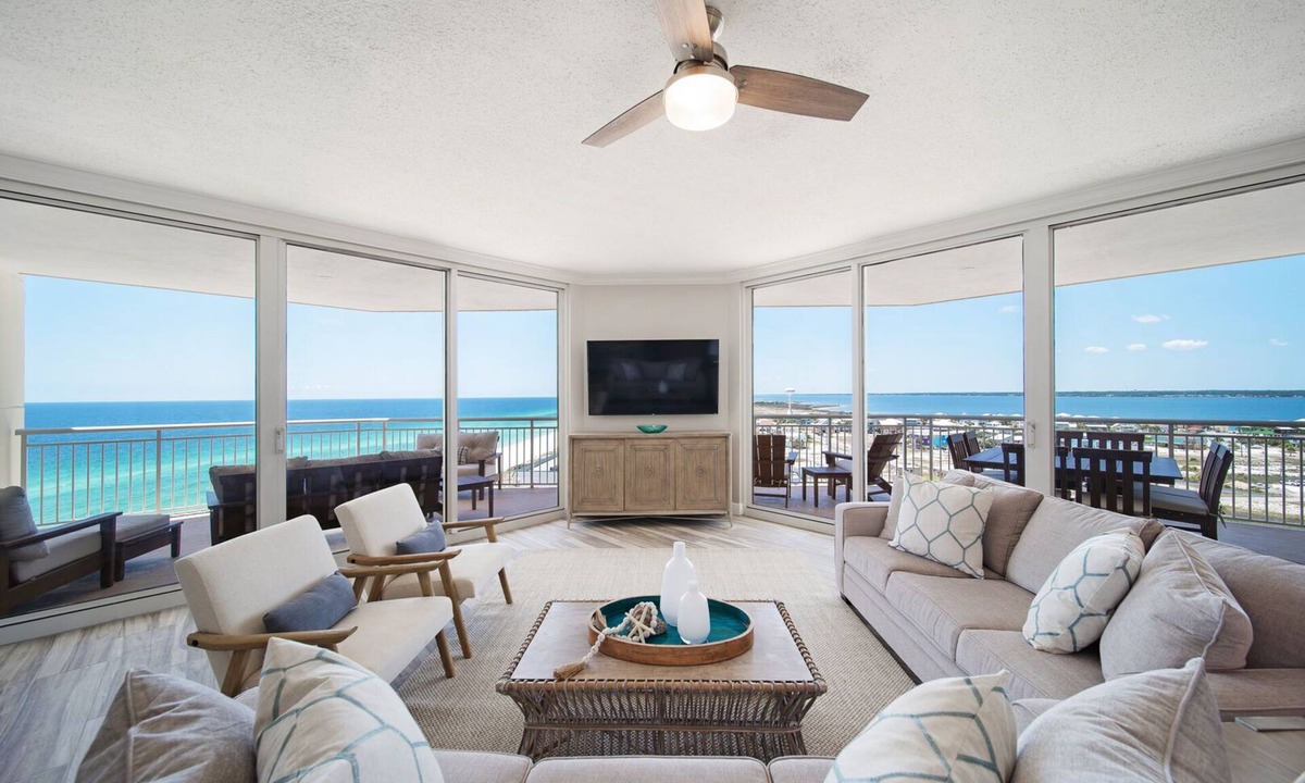 Navarre Beach Condo | Belle Mer 1104 ~ Navarre Luxury Retreat - 4BR/4BA Corner Condo with Gulf & Sound Views