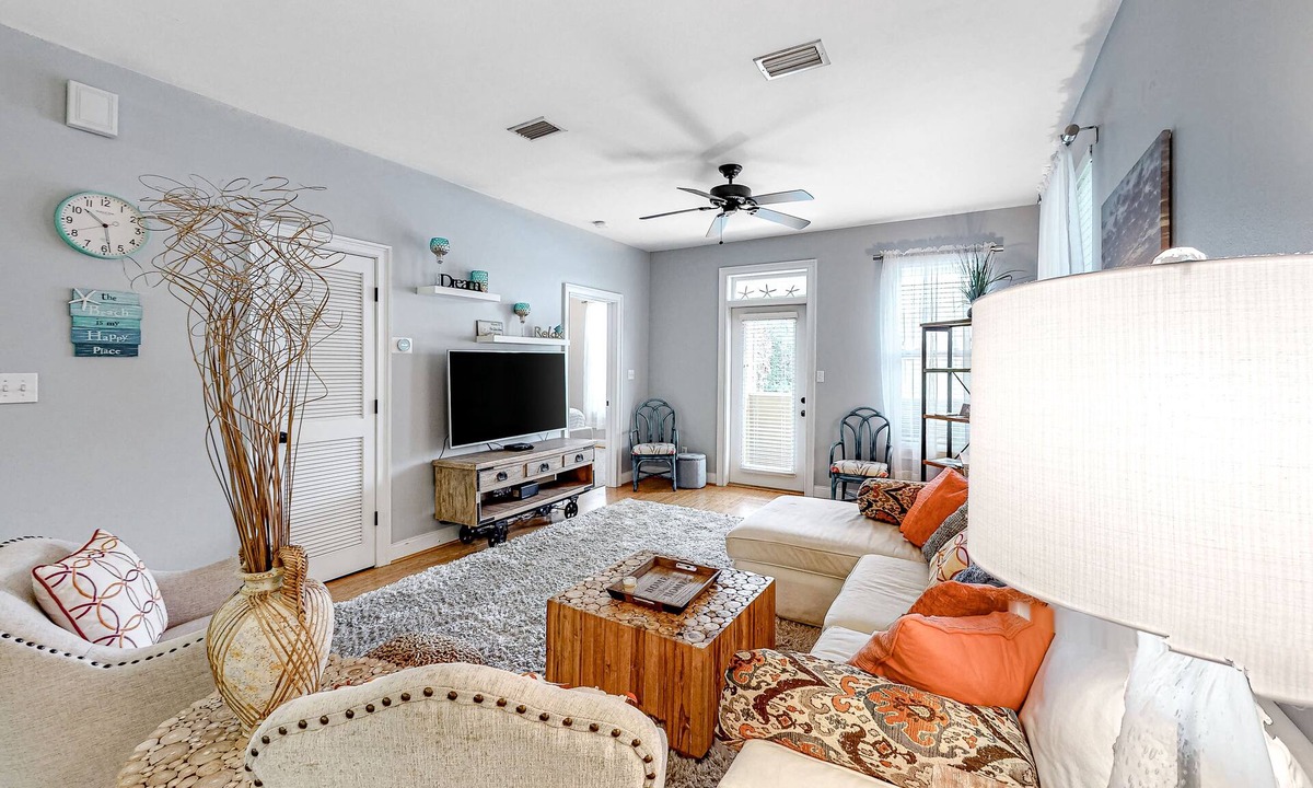 Dune Allen Beach Condo | Cute, roomy condo with fast WiFi, AC, balcony, pool, & heated toilet seats