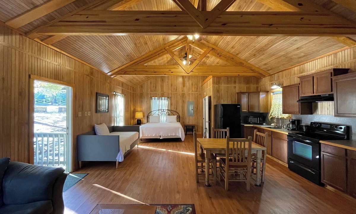 Zwolle Cabin | Vaulted-Ceiling Cabin for 4 with King Bed + Bunks, Full Kitchen & Pond Views