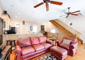 Three-story beach getaway w/a shared pool, free WiFi, & a private washer/dryer