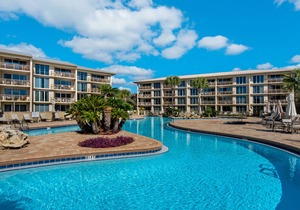 Water-view condo with pool, hot tub & pickleball