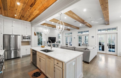 Forest District House | Book for a Fall Getaway! Low-Speed Vehicle! Private Pool! 5 Adult Bikes! Firepit!
