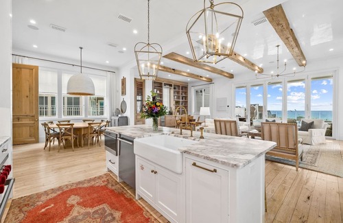 Seacrest House | Book Now for Fall! Gulf Front Luxury! Private Pool! Low-Speed Vehicle! 8 Adult Bikes!