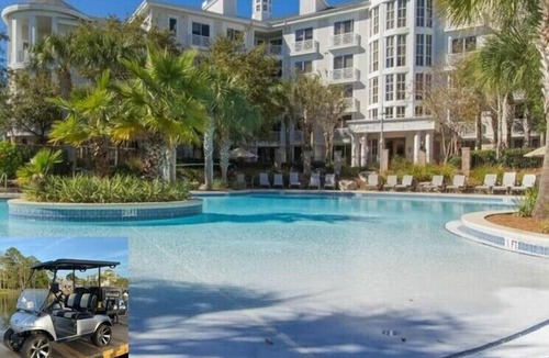Baytowne Wharf Condo | Baytowne Wharf Luxury Studio in Bahia, With Golf Cart!