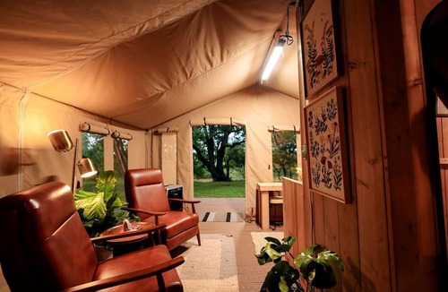 San Saba RV Rental | Beautiful Safari Tent Nestled Amidst Trees in San Saba, Texas