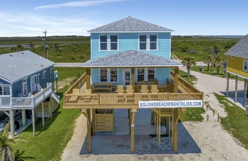 Port Bolivar House | "Bolivar Beachfront Bliss" Beachfront home 5 bedroom 4.5 bath Cargo Lift