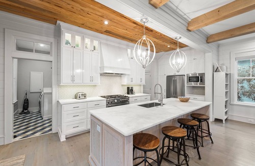 Forest District House | Book for a Fall Getaway! Low-Speed Vehicle! Private Pool! 5 Adult Bikes! Firepit!