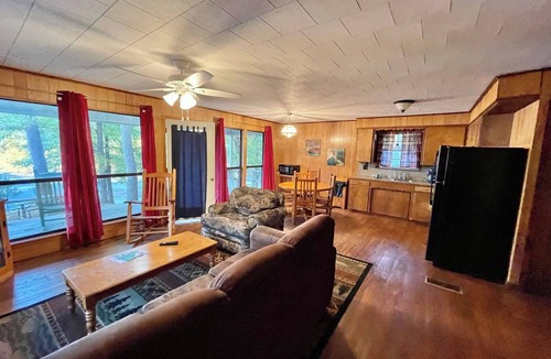 Zwolle Cabin | Comfortable 2-Bedroom Cabin with Full Kitchen, Porch & Outdoor Gathering Space
