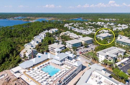 Watercolor Condo | Designer Condo with Gulf View, Great Balcony, Bikes, and 100 yards to Beach Club