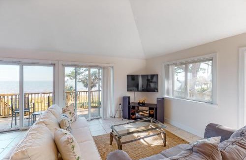 Eastpoint House | Dog-friendly home with lovely water view roomy deck fast WiFi central AC W&D