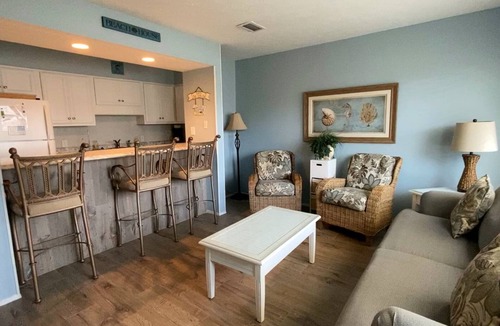 Thomas Drive Condo | Freshly updated beachfront condo with stunning views. Sleeps 4. Onsite Pool.