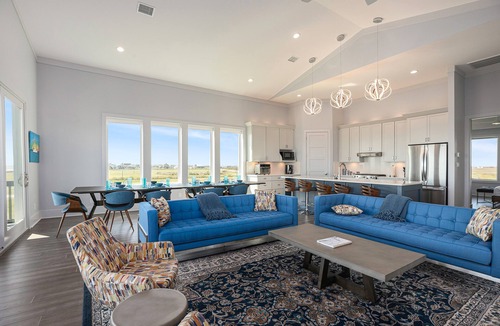 Port Bolivar House | Grandeur beach house with on-site pool, gulf views, and private beach access