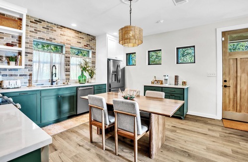 Flint House | Lake Palestine Modern Cottage Game Room, Firepit, Green Kitchen
