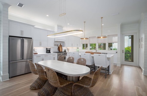Lakeside at Blue Mountain Beach House | "Over the Moon" 30A Home Golf Cart Elevator Community Pool Blue Mountain Bch