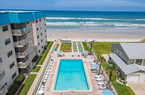 New Smyrna Beach Condo | 🏖️Top Floor Ocean View Retreat with Balcony and Pool, Close to Shopping and Dining | HA508🌊