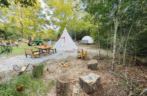 Tallahassee RV Rental | Unique SandyLand FARMSTAYS GLAMPING TeePee w/mini horses/cows/goats/chickens