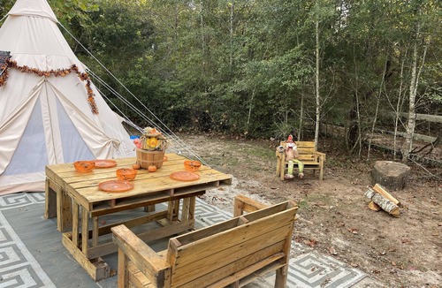 Tallahassee RV Rental | Unique SandyLand FARMSTAYS GLAMPING TeePee w/mini horses/cows/goats/chickens