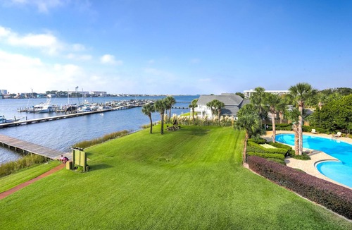Mary Esther Condo | Water Views|Pool|Steps Away from Intracoastal Waterway & Sandy On-Site Beach|3 miles to Gulf Beaches