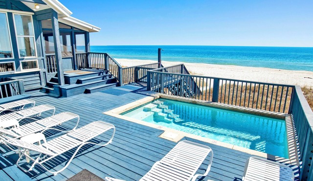 Beachfront Fort Morgan Oasis | Private Pool | Screened Porch