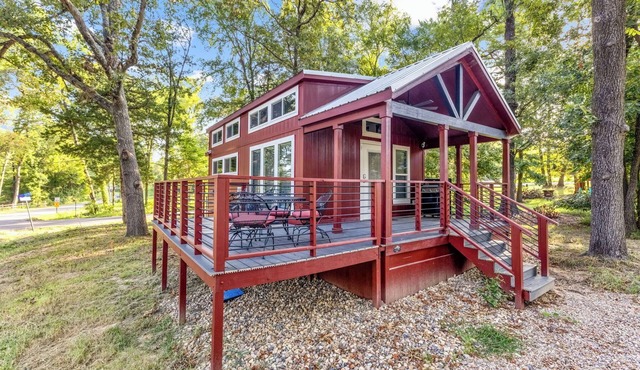 Luxury Tiny Home with Private Sand Beach Lake Access and Hot Tub