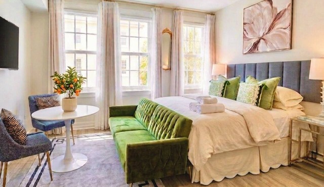 The Green Room - Serene Poolview Studio with Parking Spot and 24x7 Front Desk