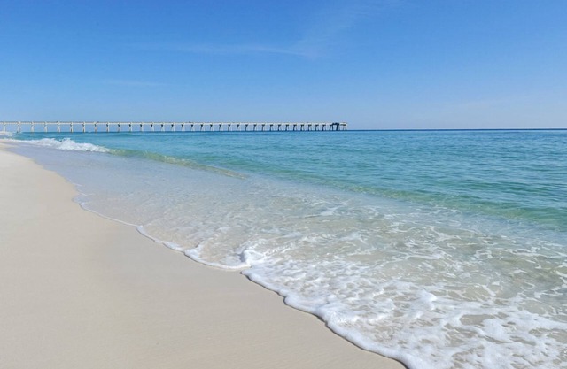 11th-floor oceanfront condo with pool, Gulf & pier views & washer/dryer
