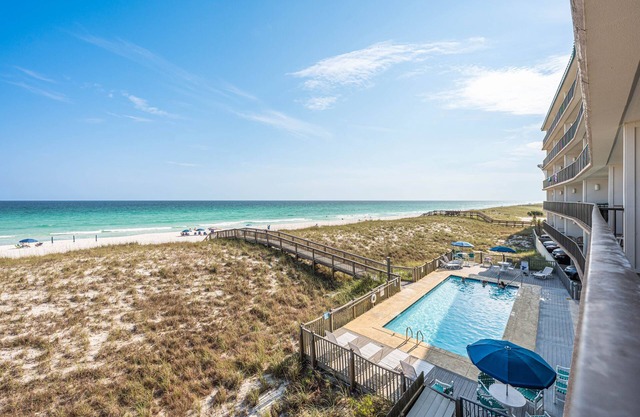 Gulf Front View. Seashells and Sunsets Await in Paradise