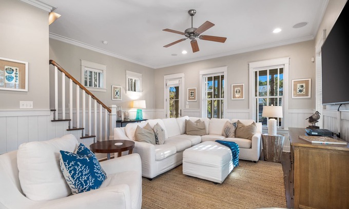 Watercolor House | Across from Dragonfly Pool. With an LSV, Bikes, 2 Living Rooms, plus More