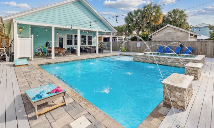 Crystal Beach House | Awesome heated pool/spa +lanai, beach is 2-mins, 3 masters on main, game zone