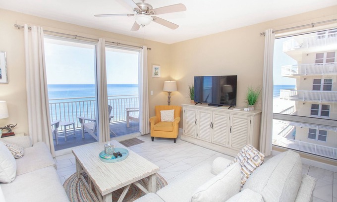 West Panama City Beach Condo | BEACH FRONT END UNIT, 6thfl, 2Masters, Updated, FALL BREAK available. Very clean