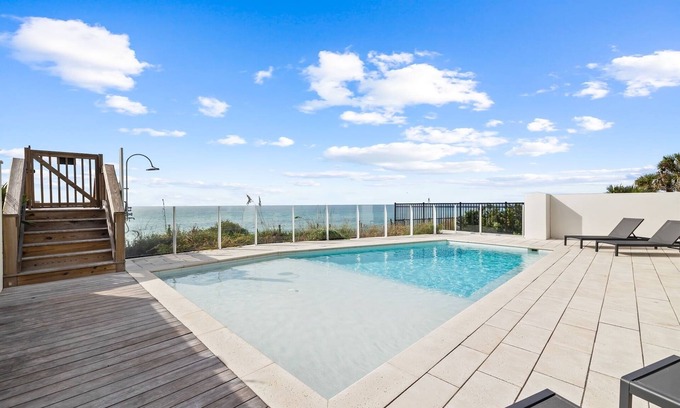 Seacrest House | Book Now for Fall! Gulf Front Luxury! Private Pool! Low-Speed Vehicle! 8 Adult Bikes!