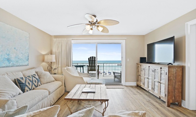 Crystal Beach Condo | Crystal Dunes 205 - Beachfront, Pool, Hot Tub, Destin, VIP Beach Service Incl!