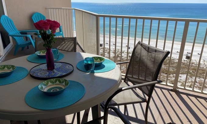 Gulf Lagoon Beach Condo | E804 Balcony overlooks the beach! 3 Pools