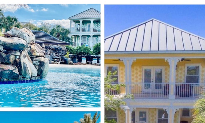 Villages of Crystal Beach House | Fees Paid/Beach/OnLagoonPool/Gravitybumps/5bd 4ba/sleeps 16