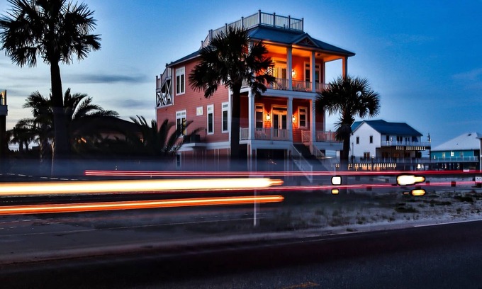 Navarre Beach House | Golf cart, roof deck, elevator, spa, chef kitchen. 600' from beach. 5 π rating!
