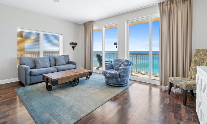 Bahama Beach Condo | Gulf-Front Corner Unit! Incredible Views - Walk to Pier Park - Free Golf Daily