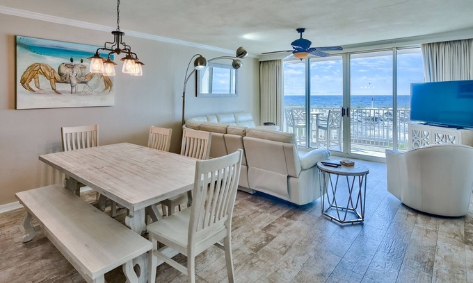 Fort Walton Beach Condo | Gulf Front Island Princess 201 with Beach Service, Soft Beds and Recliners!