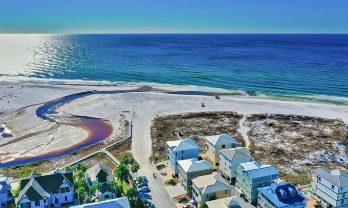 Grayton Beach House | Gulf Views! Steps From The Beach! Golf Cart! 4 Adult Bikes!