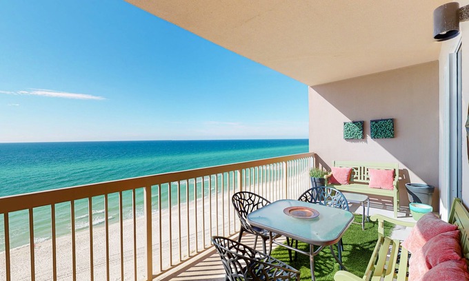 Panama City Beach Condo | Richly designed beachfront condo with pools, hot tub, gym & amazing views