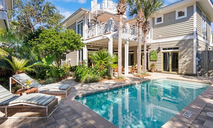 Seacrest House | Steps from Beach access, Private pool, Gorgeous décor -Big Palm Little Palm