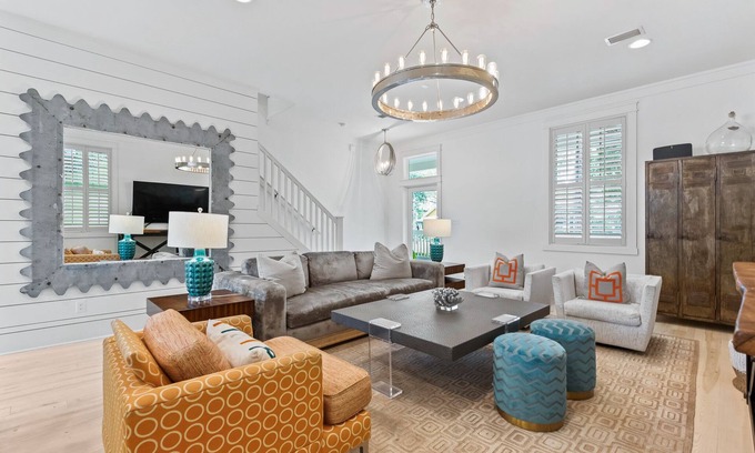 Forest District House | Sunny & 75 - Private Pool, Outdoor Fireplace - Watercolor