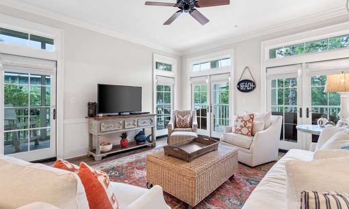 Watercolor Condo | WaterColor 3BR Condo, Beach Club Passes, Bikes, Parking, Butterfly Garden View, And Bunk Room!